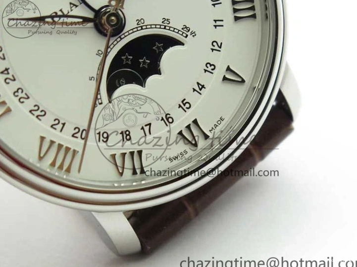 0302 Villeret 6654 SS Complicated Function OMF 1:1 Best Edition White Dial on Brown Leather Strap A6654 V Popular 7904